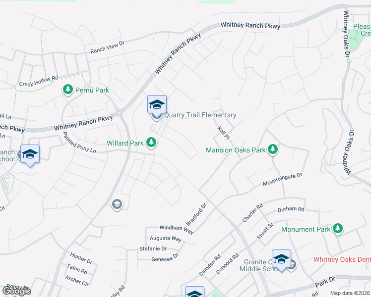 map of restaurants, bars, coffee shops, grocery stores, and more near 3451 Hidden Ranch Loop in Rocklin
