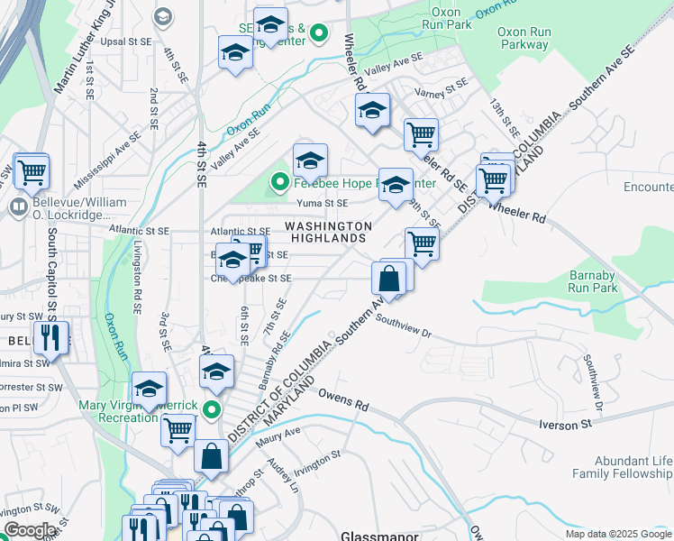 map of restaurants, bars, coffee shops, grocery stores, and more near 101 Independence Avenue Southeast in Washington