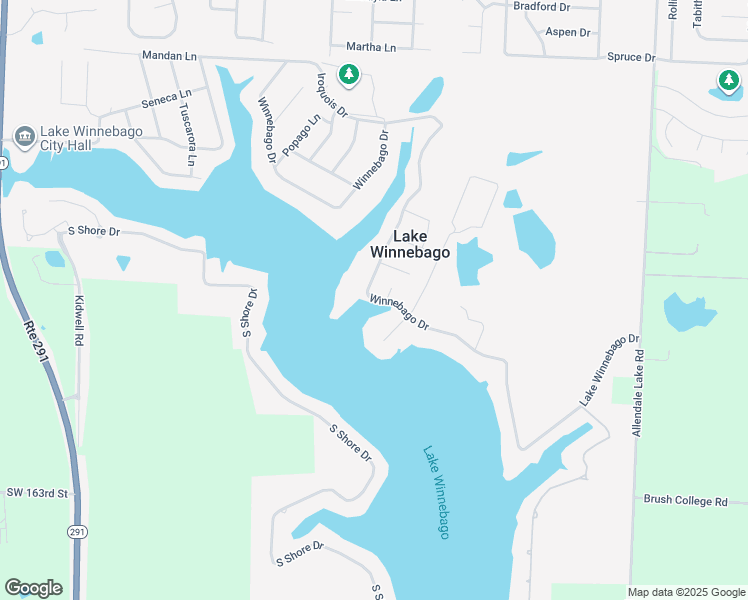 map of restaurants, bars, coffee shops, grocery stores, and more near 396 Winnebago Drive in Greenwood
