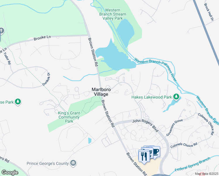 map of restaurants, bars, coffee shops, grocery stores, and more near 13426 Lord Dunbore Place in Upper Marlboro