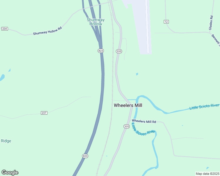 map of restaurants, bars, coffee shops, grocery stores, and more near 6703 Ohio 335 in Portsmouth