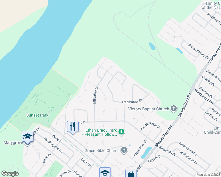 map of restaurants, bars, coffee shops, grocery stores, and more near 2297 Bensonhurst Drive in Florissant