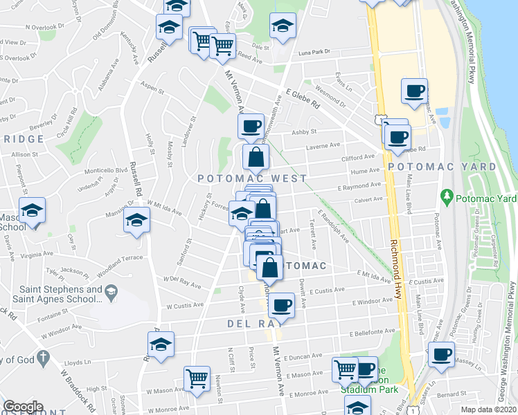 map of restaurants, bars, coffee shops, grocery stores, and more near 101 Independence Avenue Southeast in Washington