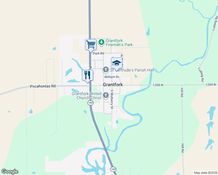 map of restaurants, bars, coffee shops, grocery stores, and more near 112 South Mulberry Street in Highland