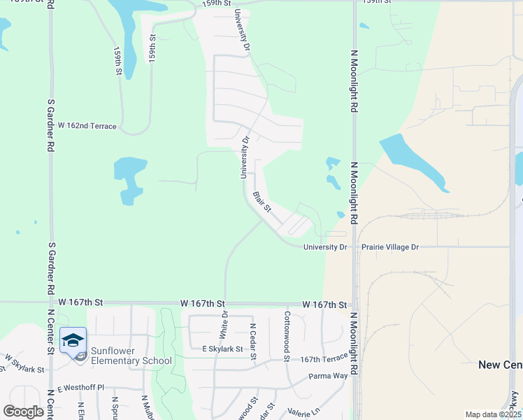 map of restaurants, bars, coffee shops, grocery stores, and more near 16465 Blair Street in Gardner