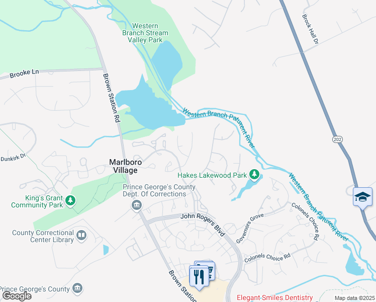 map of restaurants, bars, coffee shops, grocery stores, and more near 13920 Lord Fairfax Place in Upper Marlboro