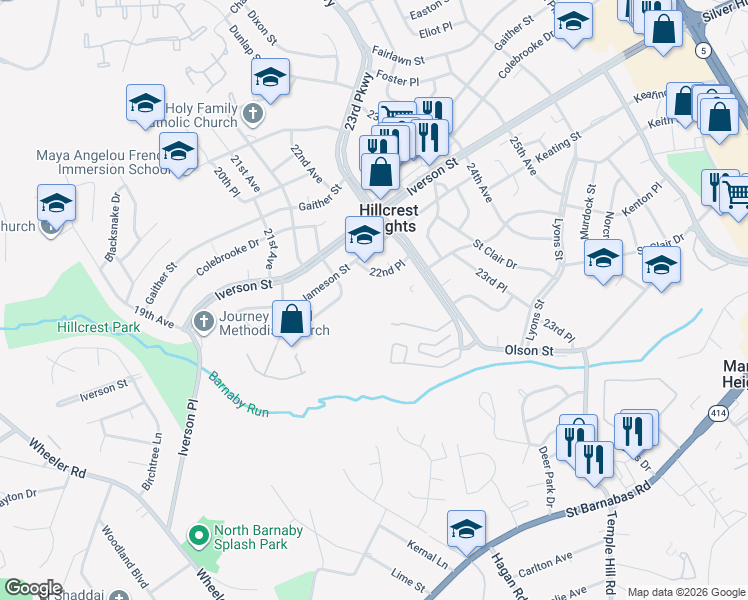 map of restaurants, bars, coffee shops, grocery stores, and more near 4305 22nd Place in Temple Hills
