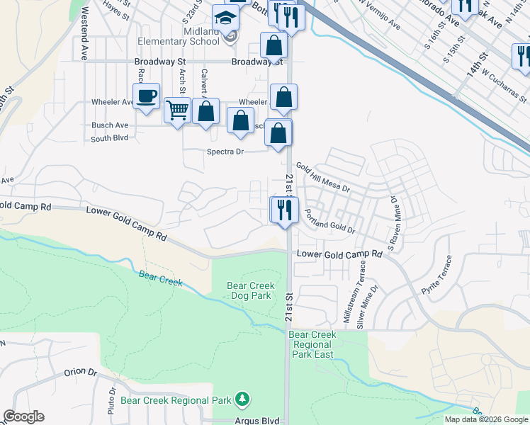 map of restaurants, bars, coffee shops, grocery stores, and more near 1502 Garden Vista Grove in Colorado Springs