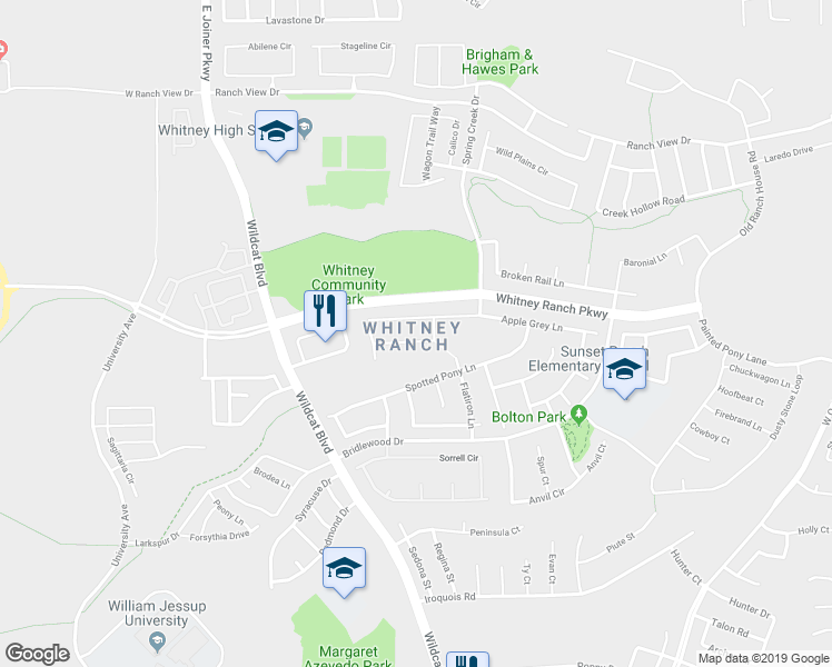 map of restaurants, bars, coffee shops, grocery stores, and more near in Rocklin