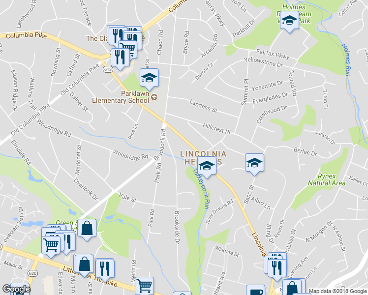 map of restaurants, bars, coffee shops, grocery stores, and more near 6377 Lincolnia Road in Alexandria