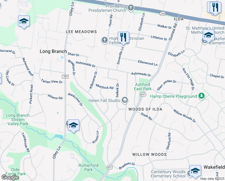 map of restaurants, bars, coffee shops, grocery stores, and more near 9103 Murdock Road in Fairfax