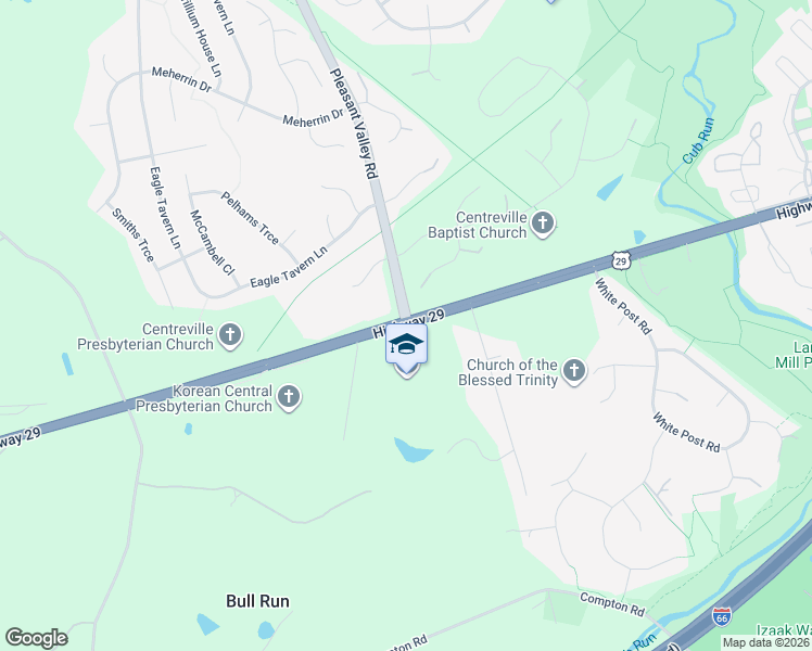 map of restaurants, bars, coffee shops, grocery stores, and more near Lee Hwy & Pleasant Valley Rd in Fairfax