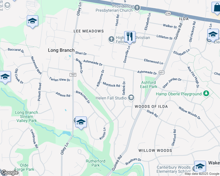 map of restaurants, bars, coffee shops, grocery stores, and more near 9111 Murdock Road in Fairfax