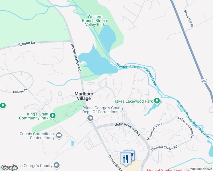 map of restaurants, bars, coffee shops, grocery stores, and more near 14022 Lord Marlborough Place in Upper Marlboro