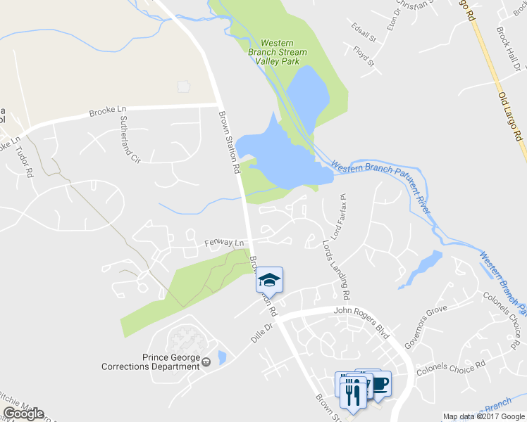 map of restaurants, bars, coffee shops, grocery stores, and more near 13516 Lord Sterling Place in Upper Marlboro