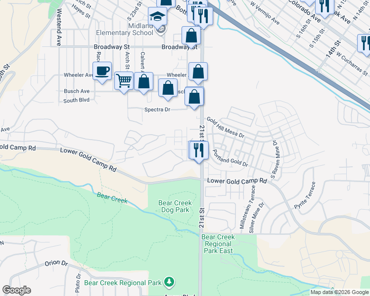map of restaurants, bars, coffee shops, grocery stores, and more near 1502 Garden Vista Grove in Colorado Springs