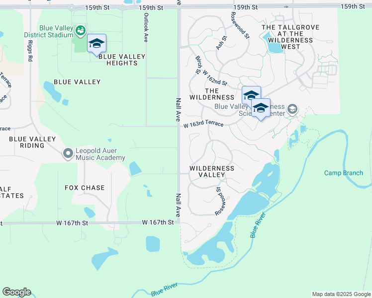 map of restaurants, bars, coffee shops, grocery stores, and more near 5419 164th Place in Stilwell