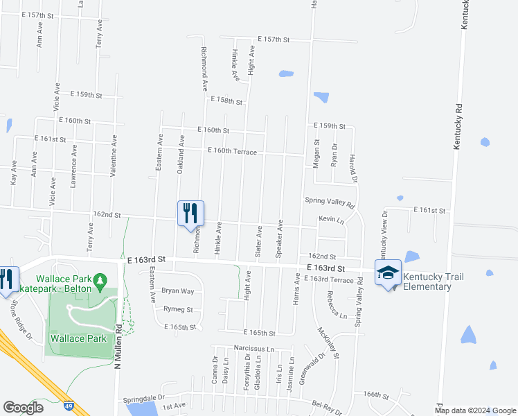 map of restaurants, bars, coffee shops, grocery stores, and more near 16108 Slater Avenue in Belton