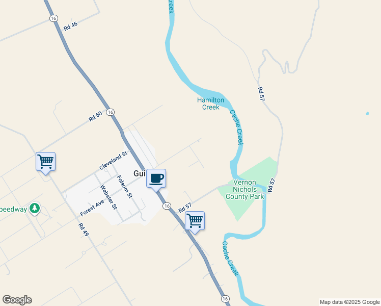 map of restaurants, bars, coffee shops, grocery stores, and more near 17039 Forest Avenue in Guinda