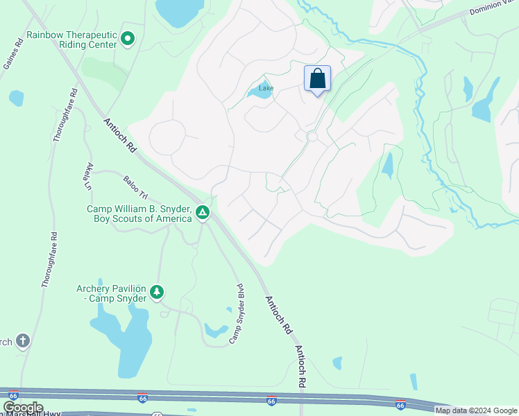 map of restaurants, bars, coffee shops, grocery stores, and more near 15814 Dunbars Sawmill Drive in Haymarket
