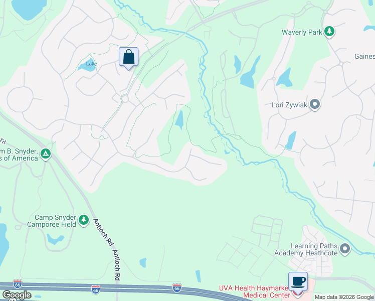 map of restaurants, bars, coffee shops, grocery stores, and more near 15608 Ryder Cup Drive in Haymarket