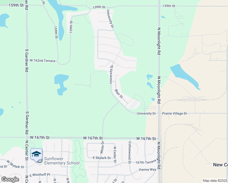 map of restaurants, bars, coffee shops, grocery stores, and more near 16442 Blair Street in Gardner