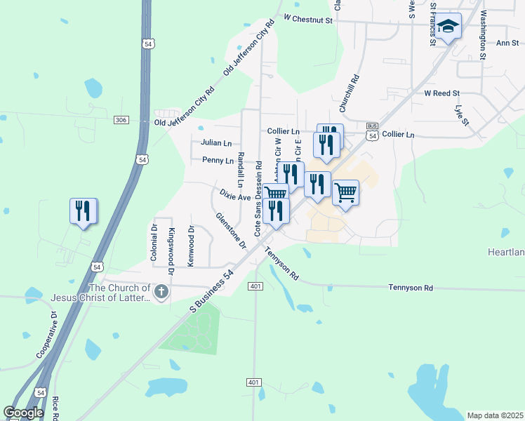 map of restaurants, bars, coffee shops, grocery stores, and more near in Fulton