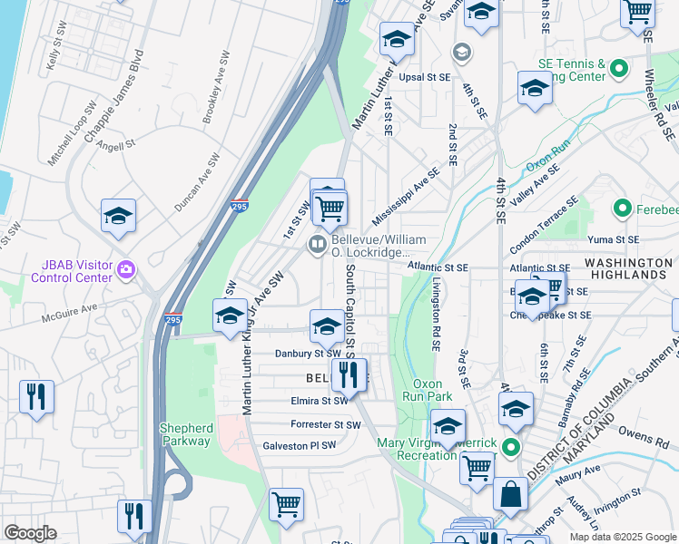 map of restaurants, bars, coffee shops, grocery stores, and more near 101 Independence Avenue Southeast in Washington