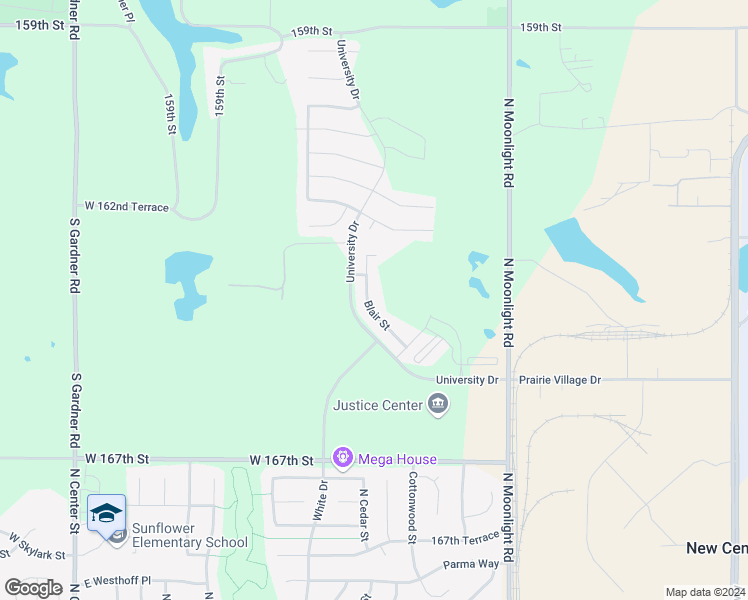map of restaurants, bars, coffee shops, grocery stores, and more near 16442 Blair Street in Gardner
