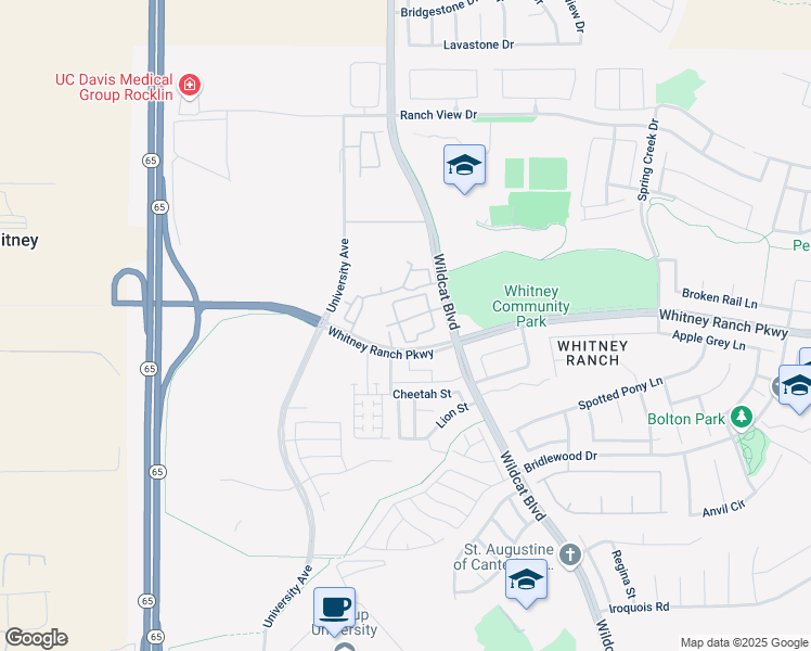 map of restaurants, bars, coffee shops, grocery stores, and more near 1210 Whitney Ranch Parkway in Rocklin