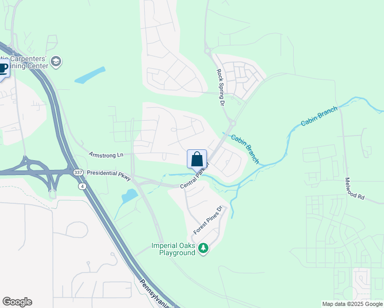 map of restaurants, bars, coffee shops, grocery stores, and more near Crystal Oaks Lane in Upper Marlboro