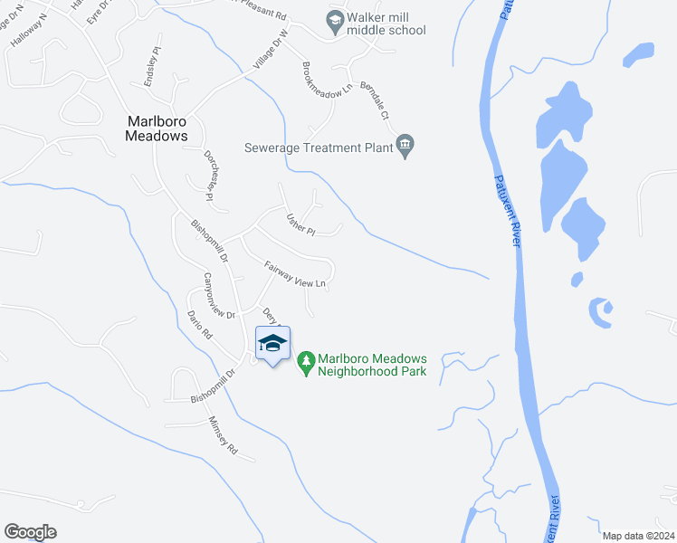 map of restaurants, bars, coffee shops, grocery stores, and more near 17105 Fairway View Lane in Upper Marlboro
