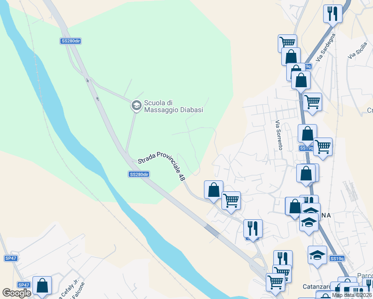 map of restaurants, bars, coffee shops, grocery stores, and more near 17 Via Guido Puccio in Provincia di Catanzaro