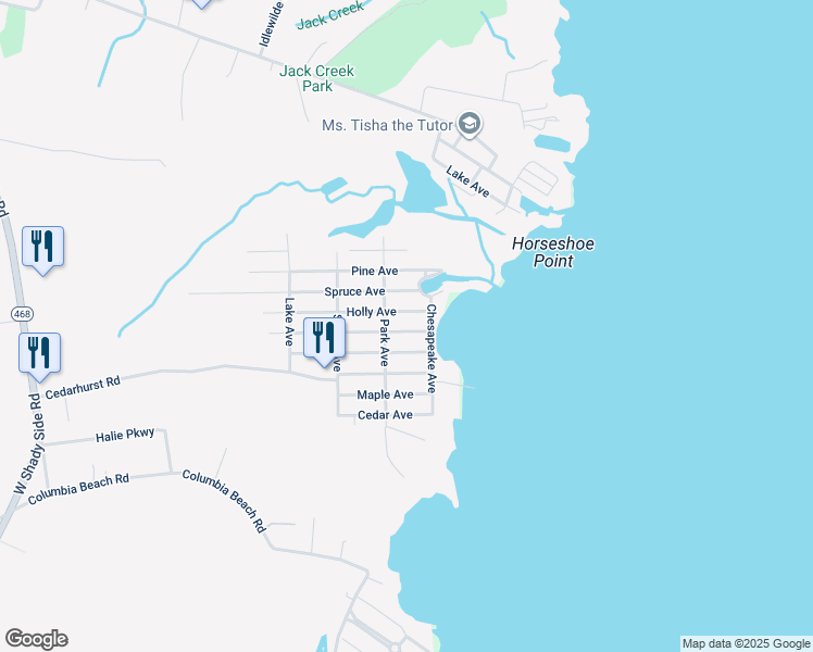 map of restaurants, bars, coffee shops, grocery stores, and more near 1216 Grove Avenue in Shady Side