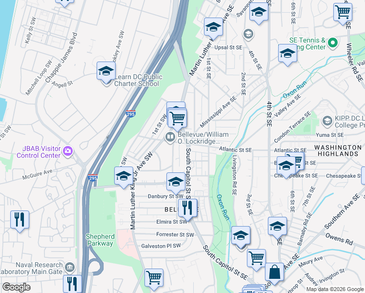 map of restaurants, bars, coffee shops, grocery stores, and more near 101 Independence Avenue Southeast in Washington