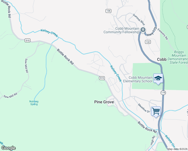 map of restaurants, bars, coffee shops, grocery stores, and more near 9395 Gordon Springs Drive in Kelseyville