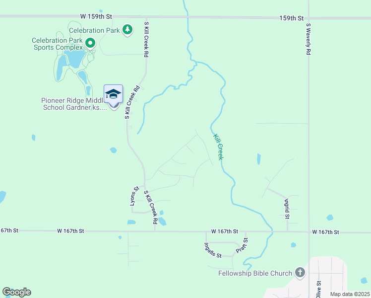 map of restaurants, bars, coffee shops, grocery stores, and more near South Kill Creek Road in Gardner
