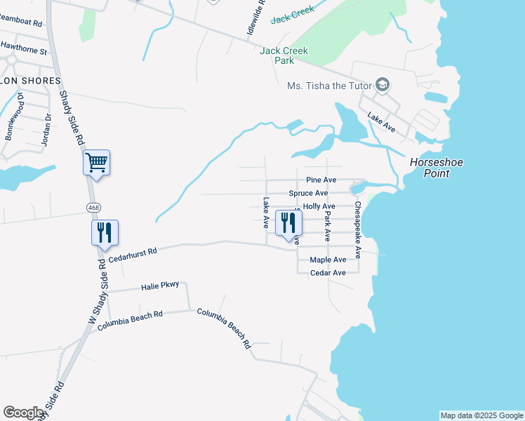 map of restaurants, bars, coffee shops, grocery stores, and more near 1181 Holly Avenue in Shady Side