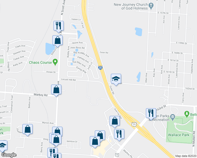 map of restaurants, bars, coffee shops, grocery stores, and more near 43 Pamela Avenue in Belton