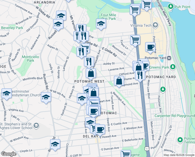 map of restaurants, bars, coffee shops, grocery stores, and more near 101 Independence Avenue Southeast in Washington