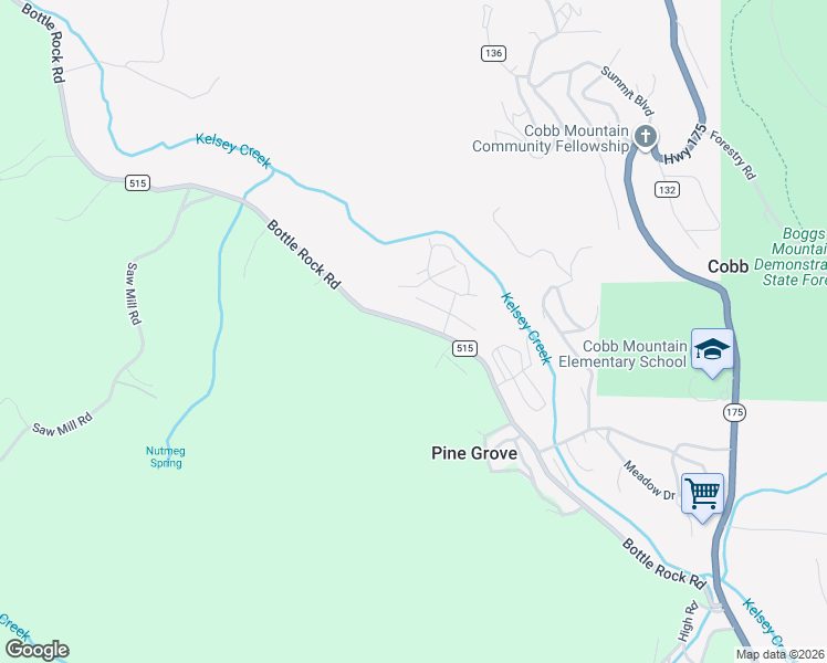 map of restaurants, bars, coffee shops, grocery stores, and more near 9395 Gordon Springs Drive in Kelseyville