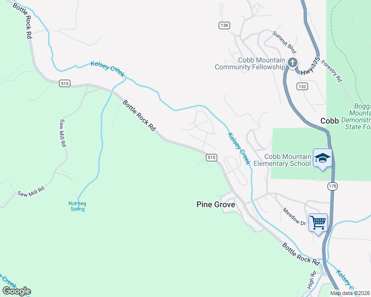 map of restaurants, bars, coffee shops, grocery stores, and more near 9395 Gordon Springs Drive in Kelseyville