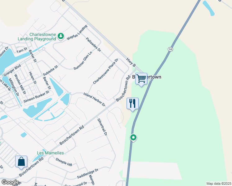 map of restaurants, bars, coffee shops, grocery stores, and more near 207 Charlestowne Place Drive in Saint Charles