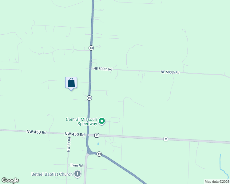 map of restaurants, bars, coffee shops, grocery stores, and more near Northeast 465 Jc in Warrensburg