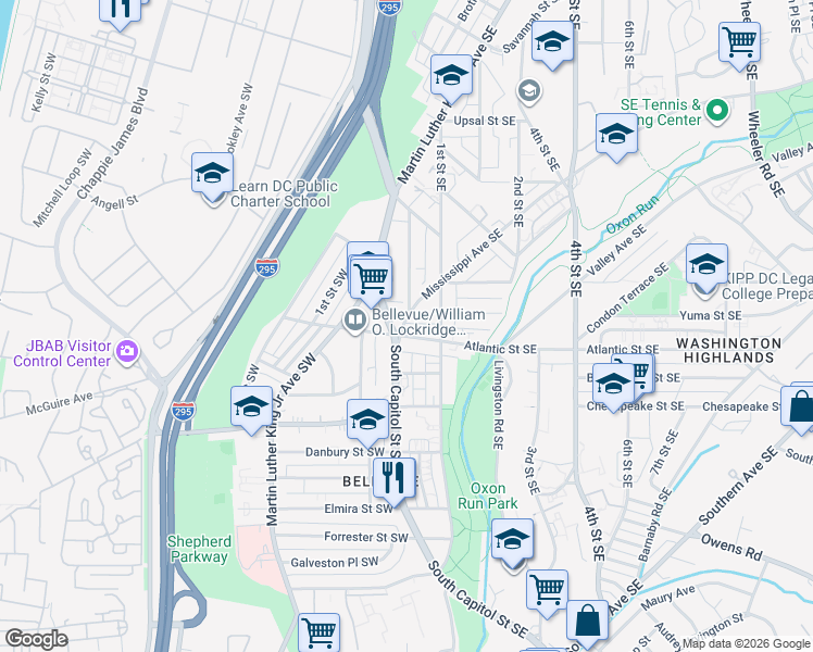 map of restaurants, bars, coffee shops, grocery stores, and more near 101 Independence Avenue Southeast in Washington