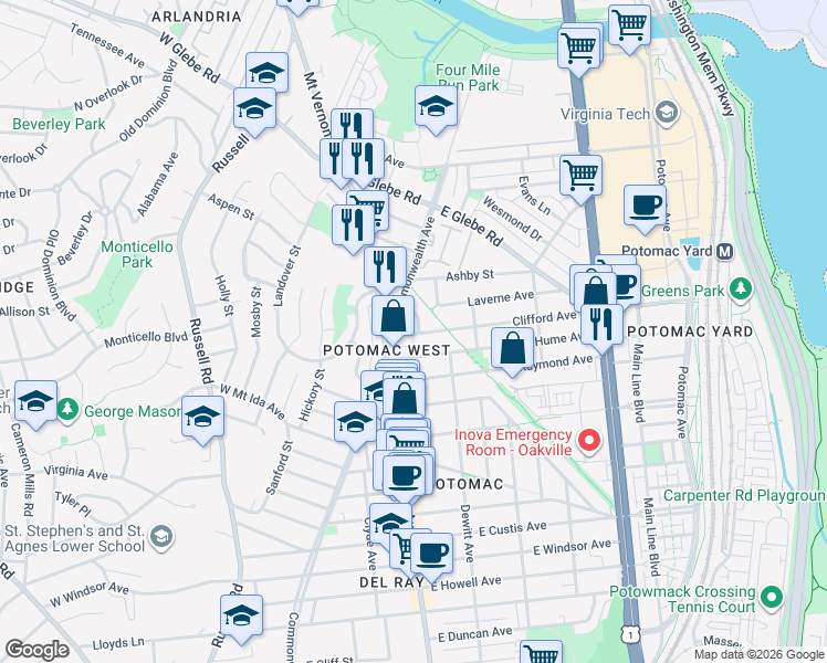 map of restaurants, bars, coffee shops, grocery stores, and more near 101 Independence Avenue Southeast in Washington