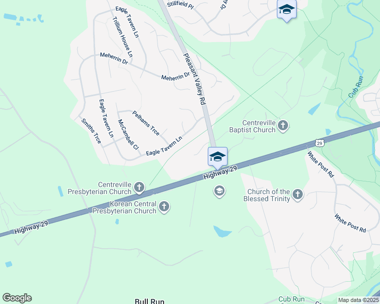 map of restaurants, bars, coffee shops, grocery stores, and more near 15372 Wetherburn Court in Centreville