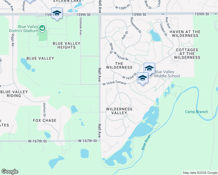 map of restaurants, bars, coffee shops, grocery stores, and more near 5439 164th Place in Stilwell