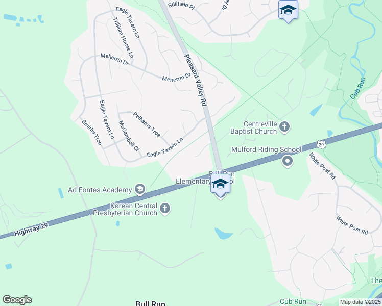 map of restaurants, bars, coffee shops, grocery stores, and more near 15372 Wetherburn Court in Centreville