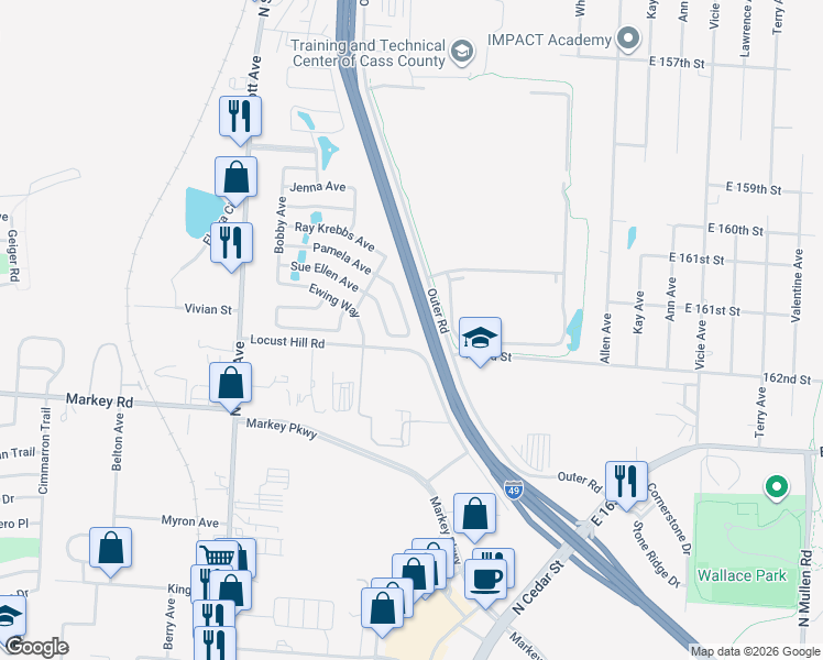 map of restaurants, bars, coffee shops, grocery stores, and more near 214 Pamela Avenue in Belton